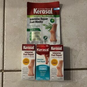 4pc Kerasal foot intensive repair mask peel nail heel set